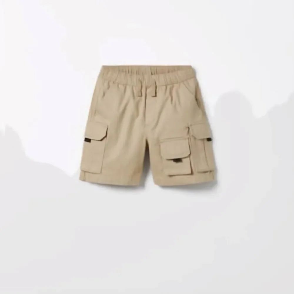 Zara size 7 boys pull on khaki cargo shorts outdoor extra pockets rock collectin